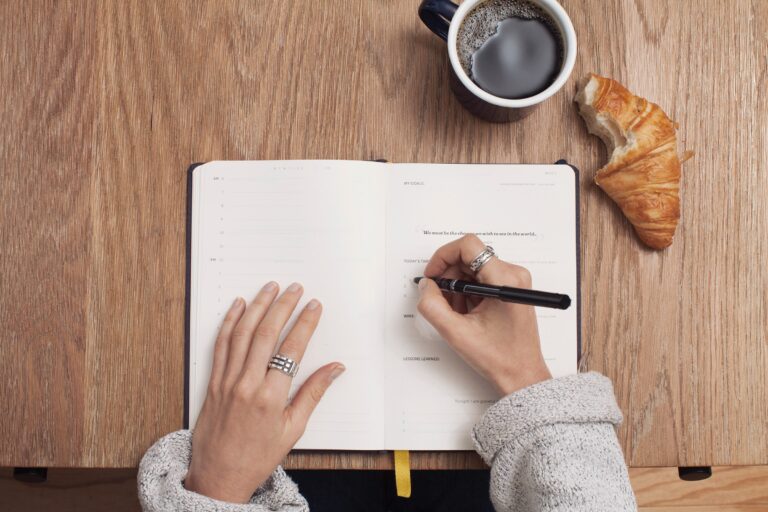 writing in notebook